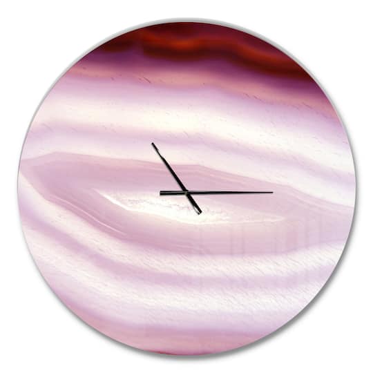 Designart Pink Agate Geode Geological Crystals Wall Clock